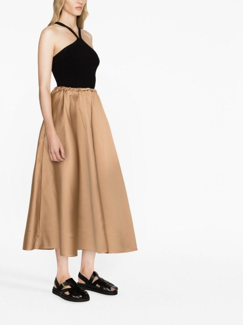 Neutral A-line Midi Skirt