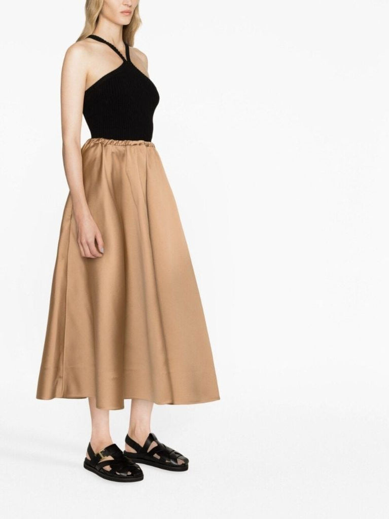 Neutral A-line Midi Skirt