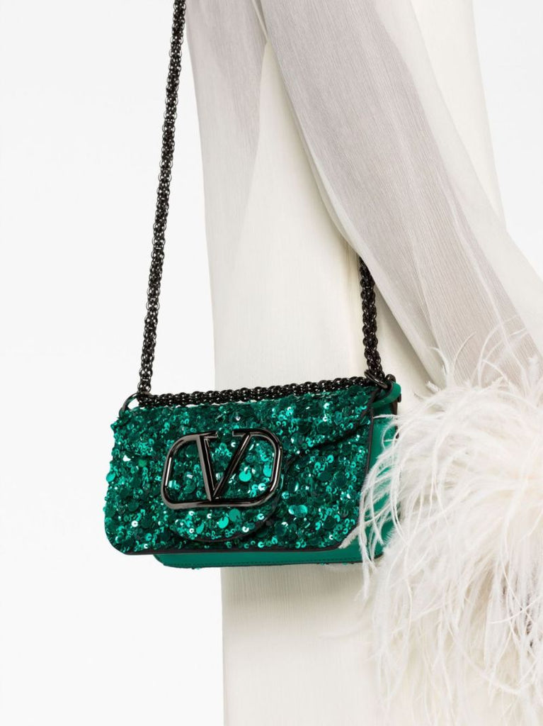 Green LocÃ_x0083_Â² Small Sequin Shoulder Bag