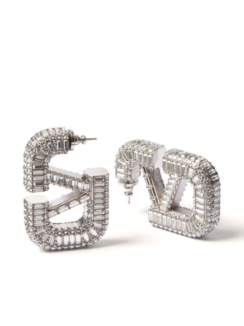 Silver-tone Vlogo Signature Crystal Earrings