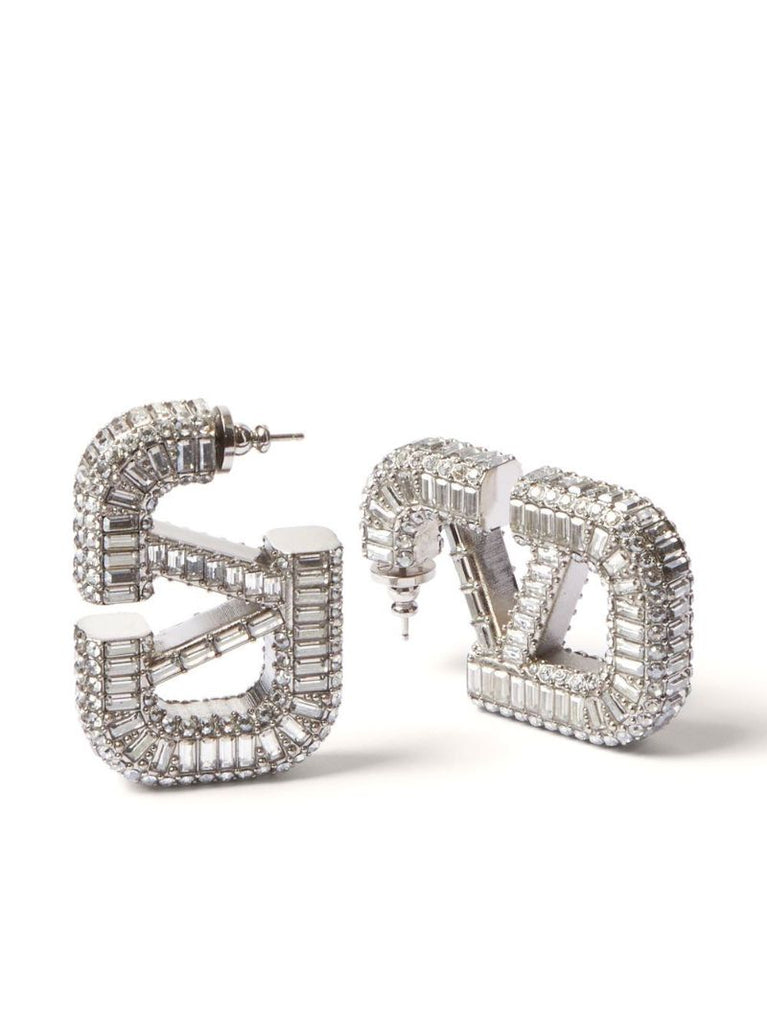 Silver-tone Vlogo Signature Crystal Earrings