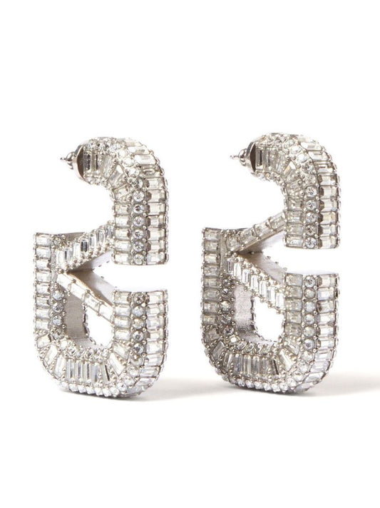 Silver-tone Vlogo Signature Crystal Earrings