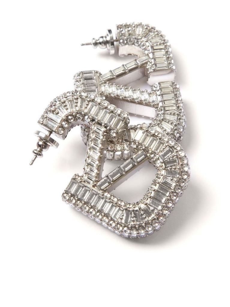 Silver-tone Vlogo Signature Crystal Earrings