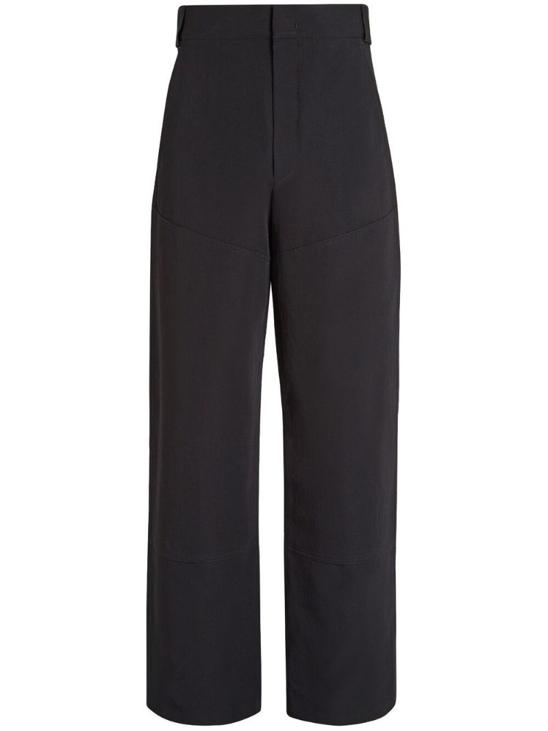 Black Wool Straight-leg Trousers