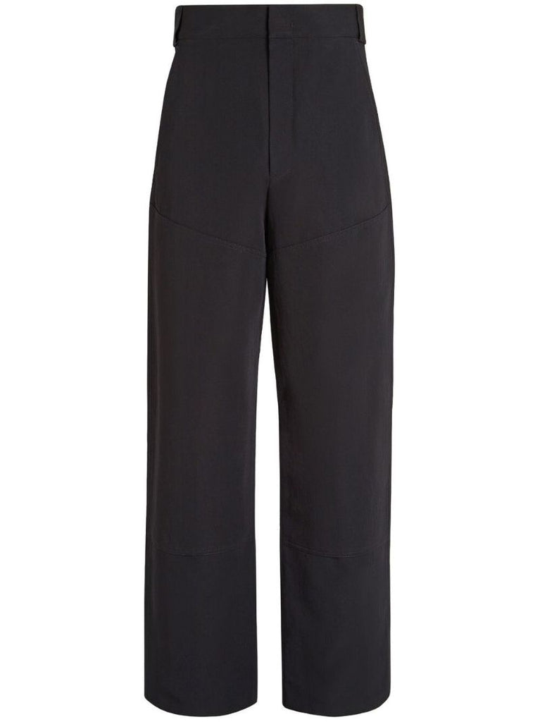 Black Wool Straight-leg Trousers