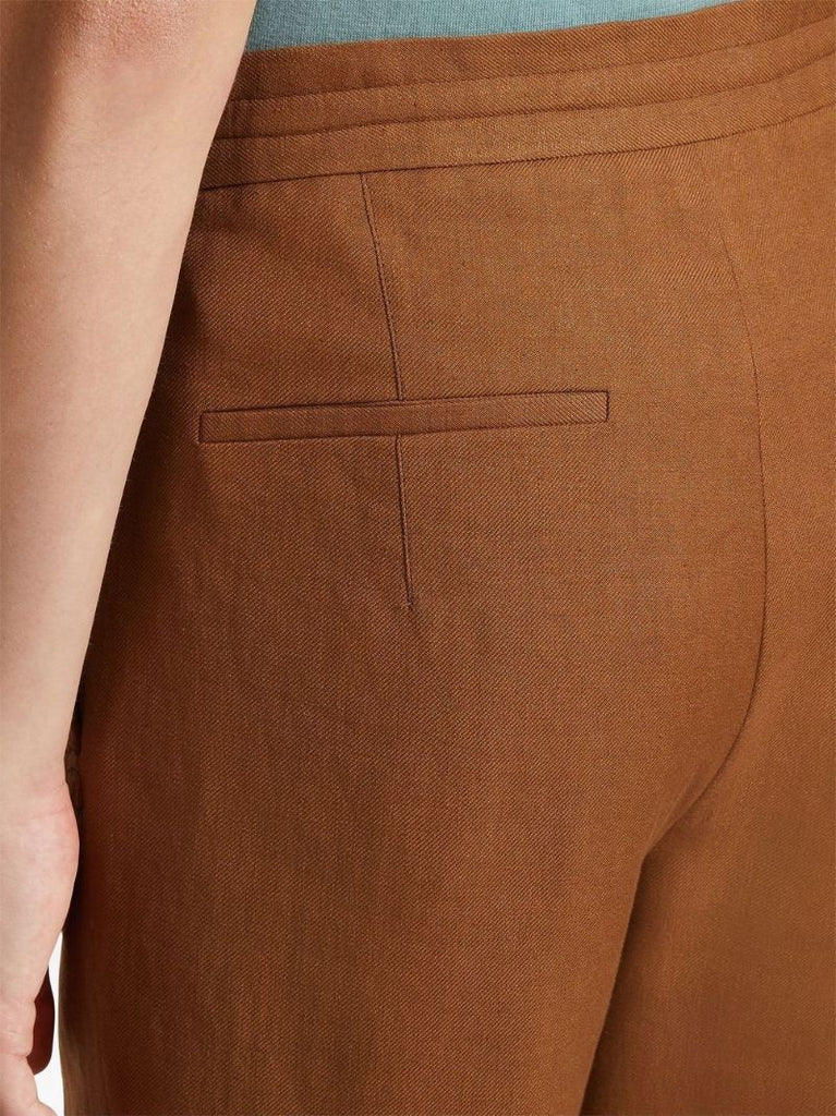 Brown Straight-leg Linen Trousers