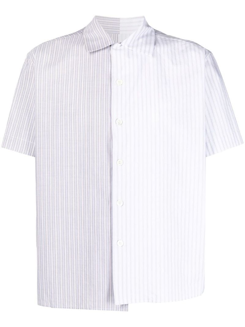 Grey Short-sleeve Striped Shirt