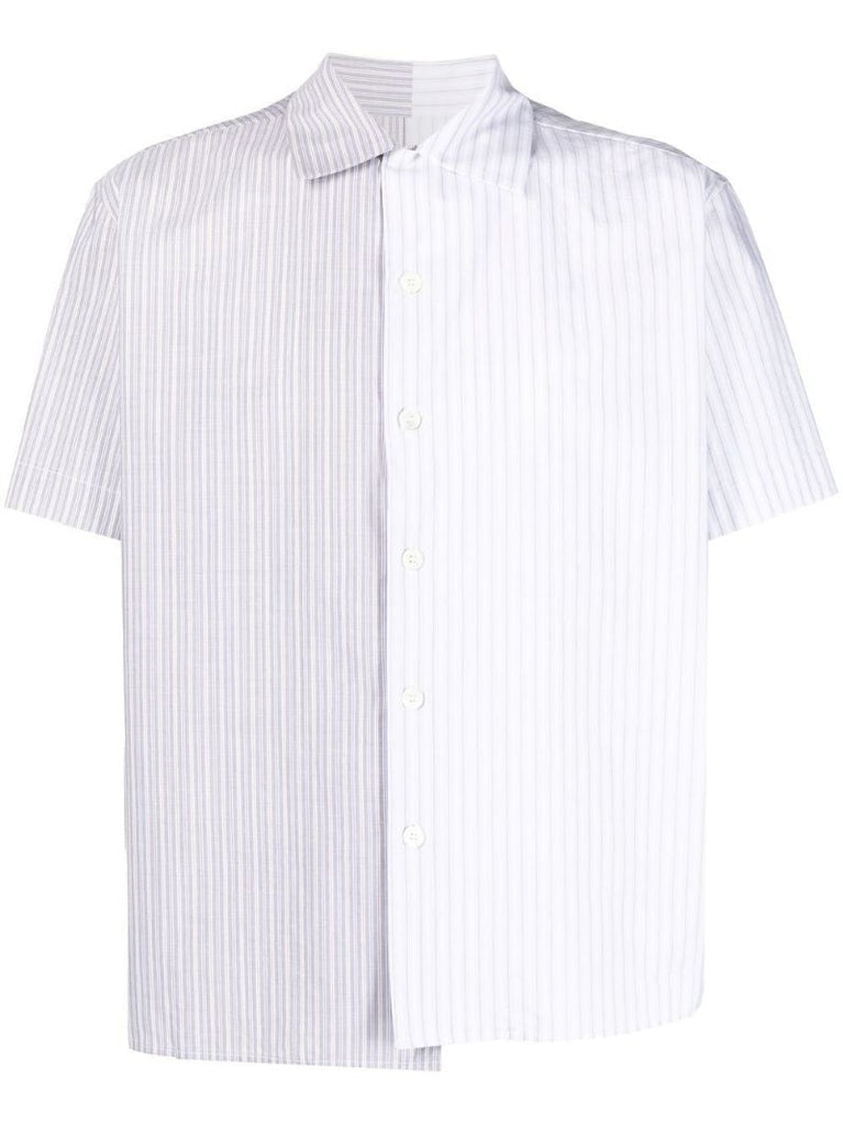 Grey Short-sleeve Striped Shirt