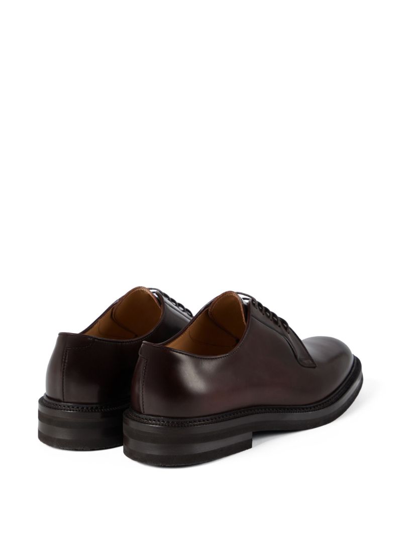 Brown High-shine Leather Oxford Shoes
