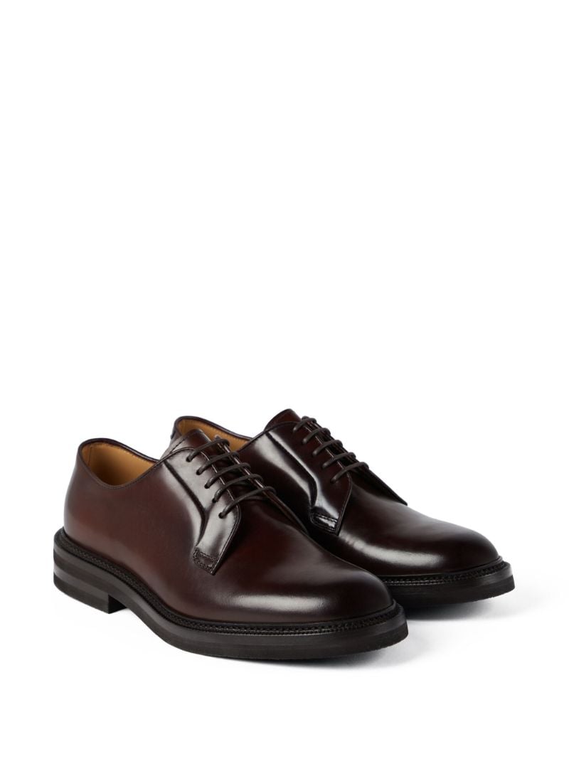 Brown High-shine Leather Oxford Shoes