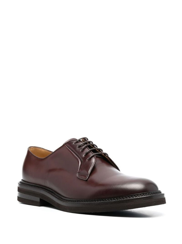 Brown High-shine Leather Oxford Shoes