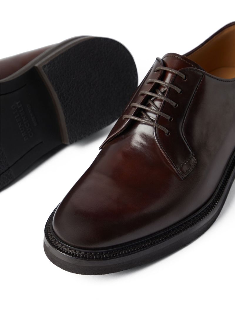 Brown High-shine Leather Oxford Shoes