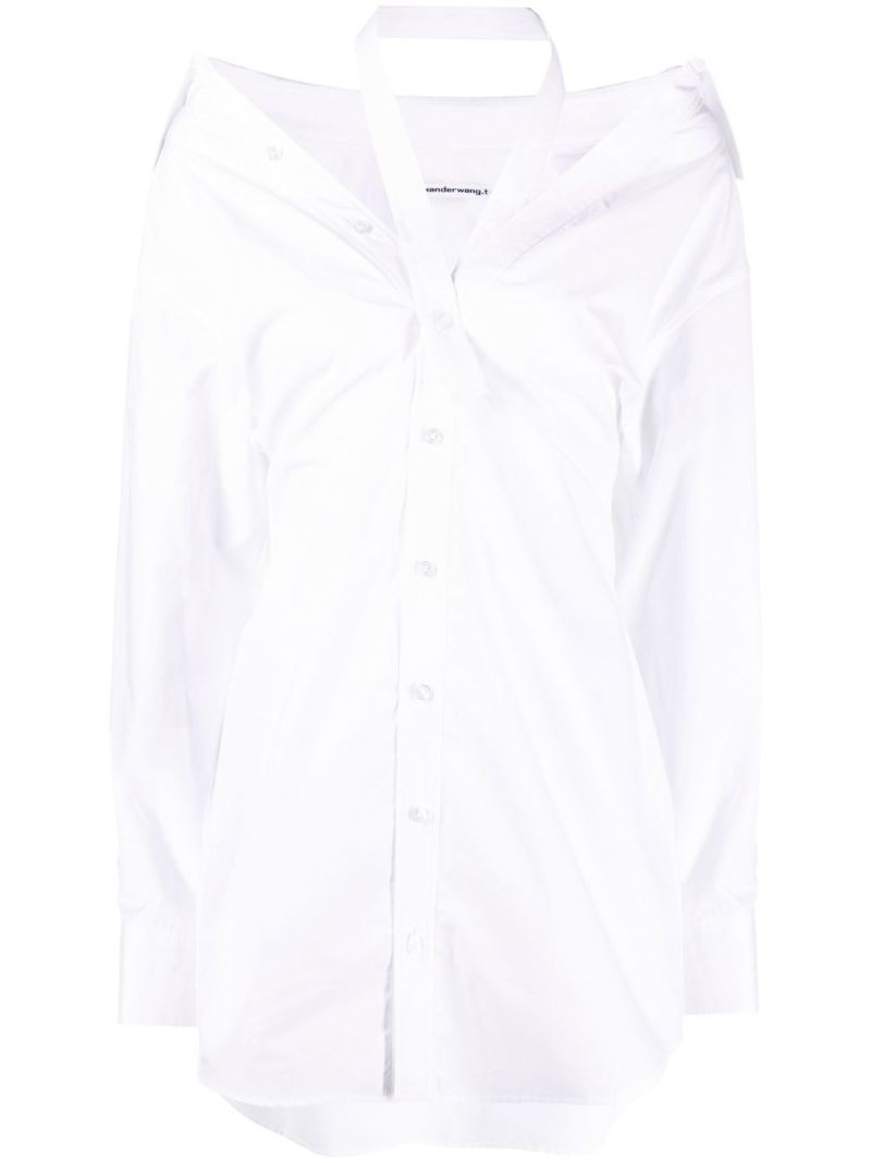 White Off-the-shoulder Shirt Dress