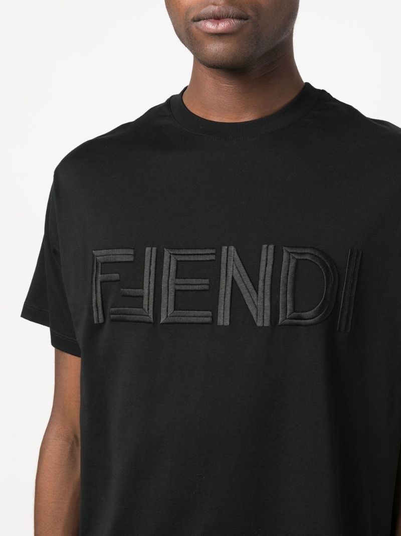 Black Embroidered Logo Cotton T-shirt