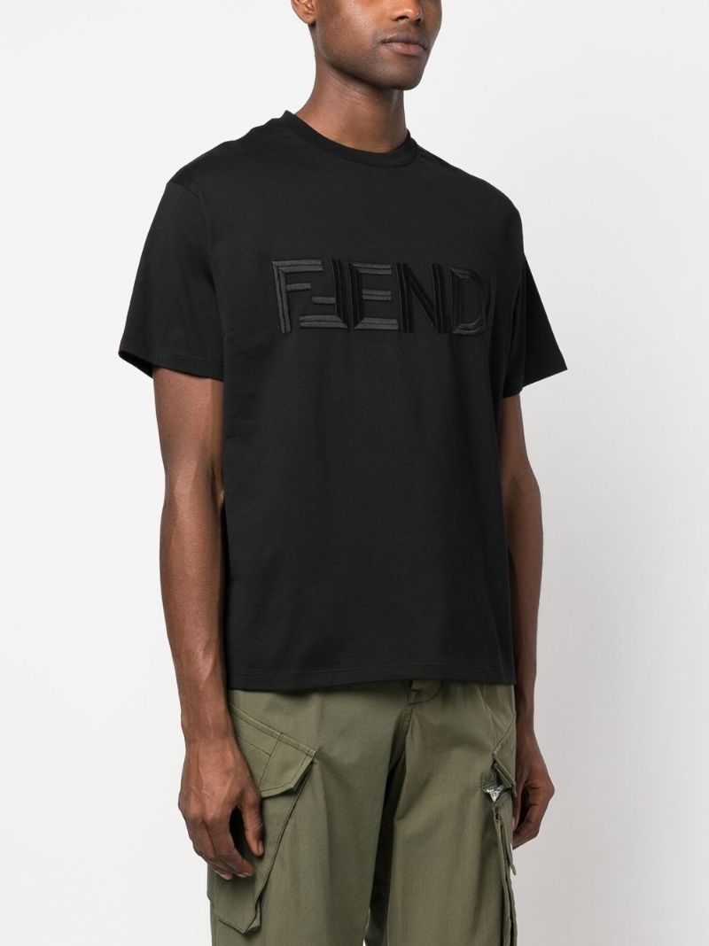 Black Embroidered Logo Cotton T-shirt
