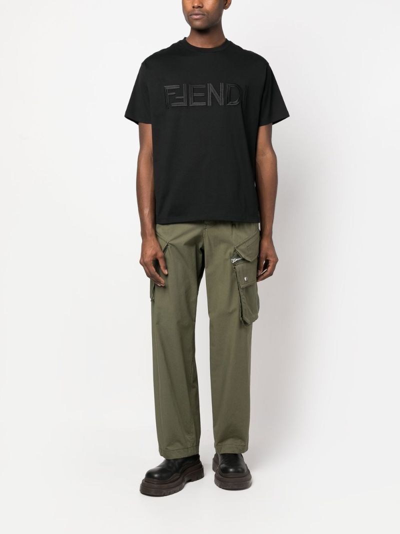Black Embroidered Logo Cotton T-shirt