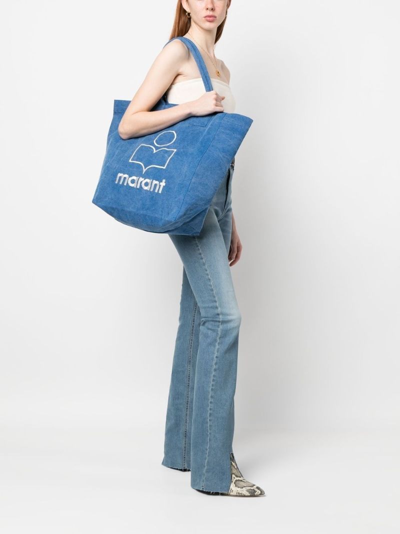 Blue Embroidered-logo Tote Bag