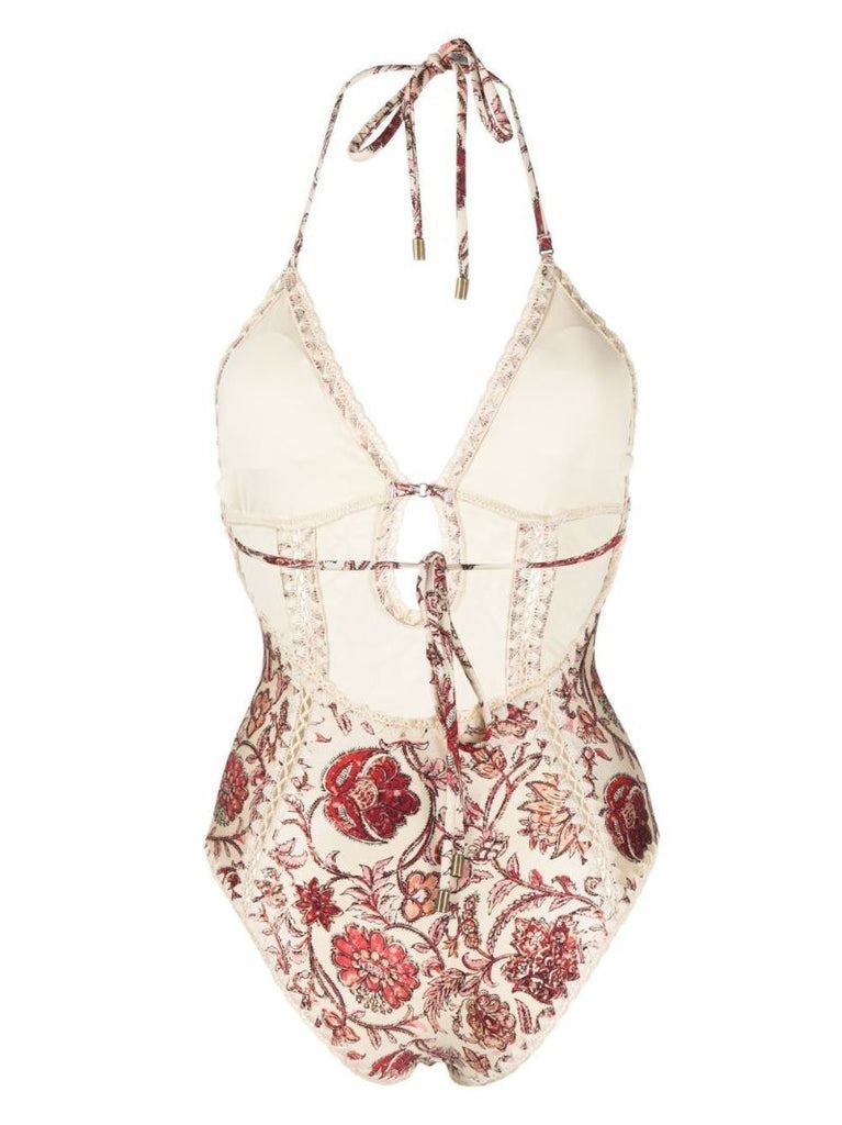 Neutral Vitali Floral Print Swimsuit