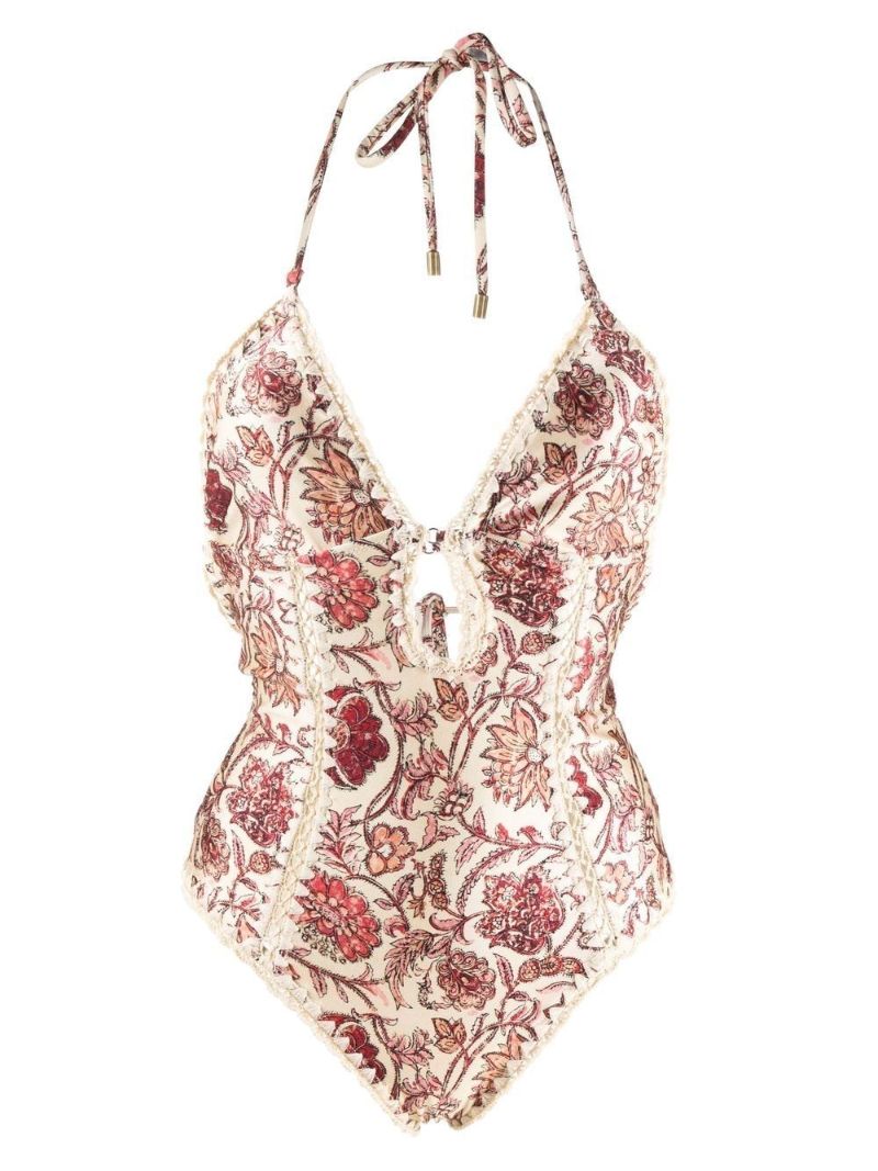 Neutral Vitali Floral Print Swimsuit