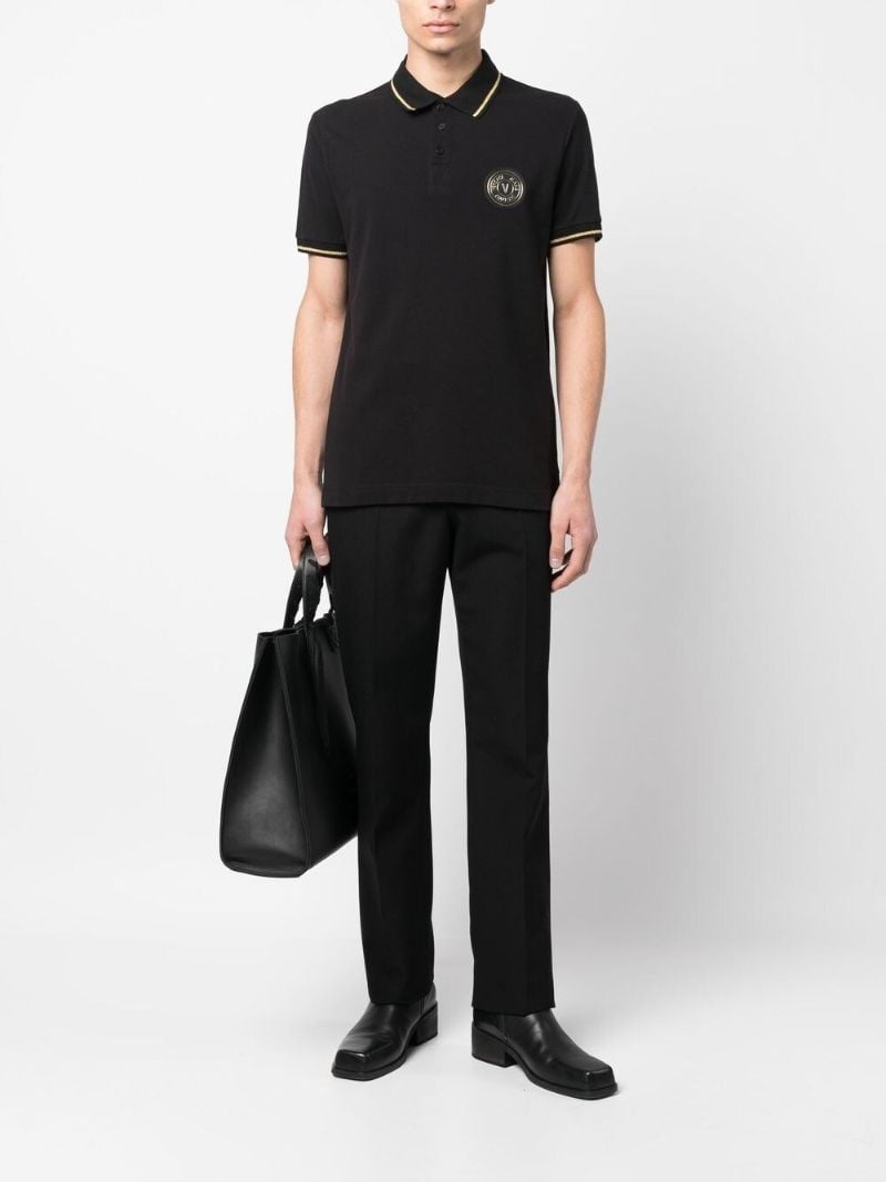 Black Logo-patch Polo Shirt