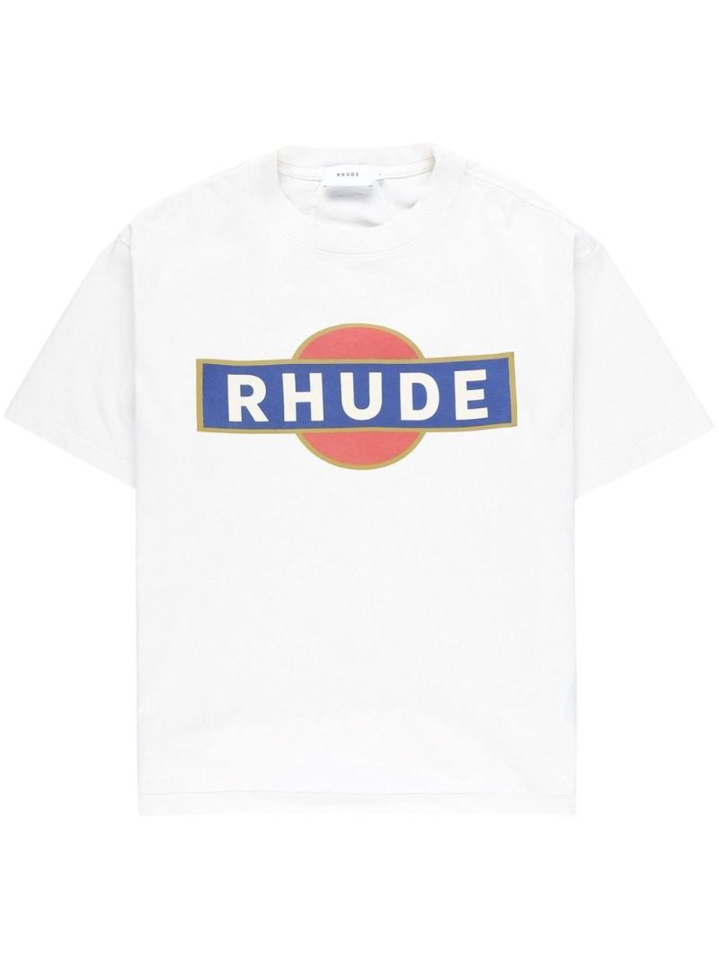 White Logo Print T-shirt