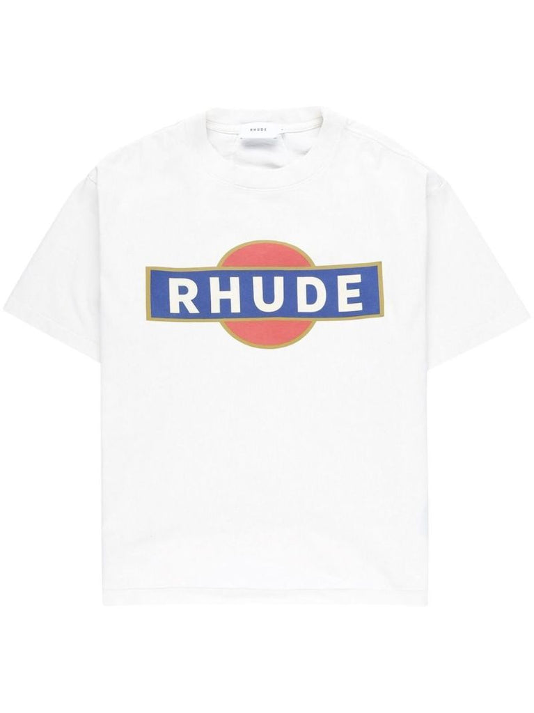 White Logo Print T-shirt