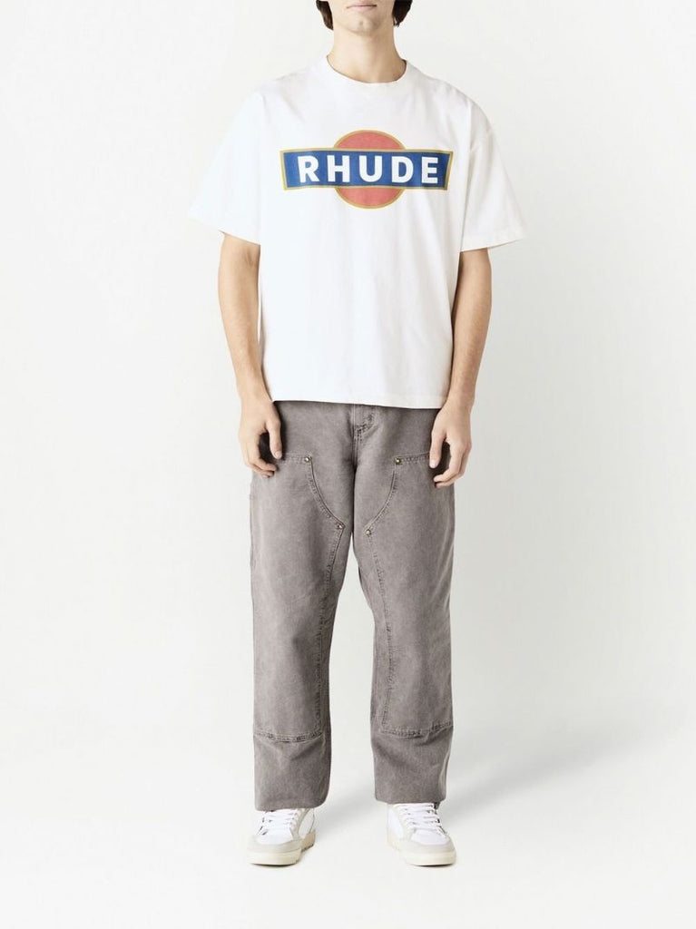 White Logo Print T-shirt