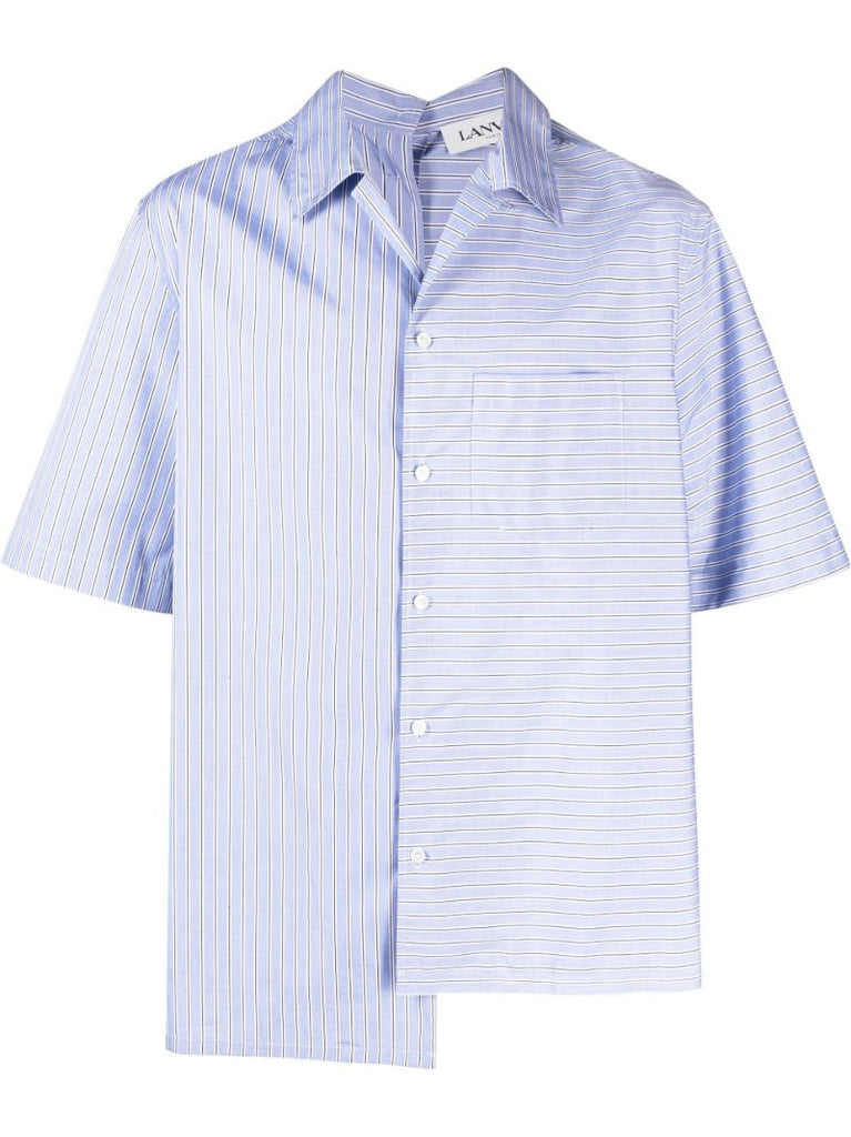 Blue Asymmetric Hem Stripe Shirt