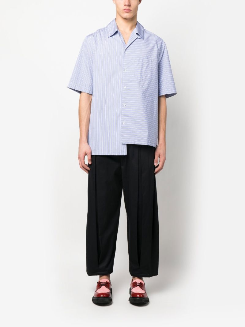 Blue Asymmetric Hem Stripe Shirt