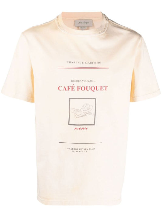 White Cotton Graphic Print T-shirt