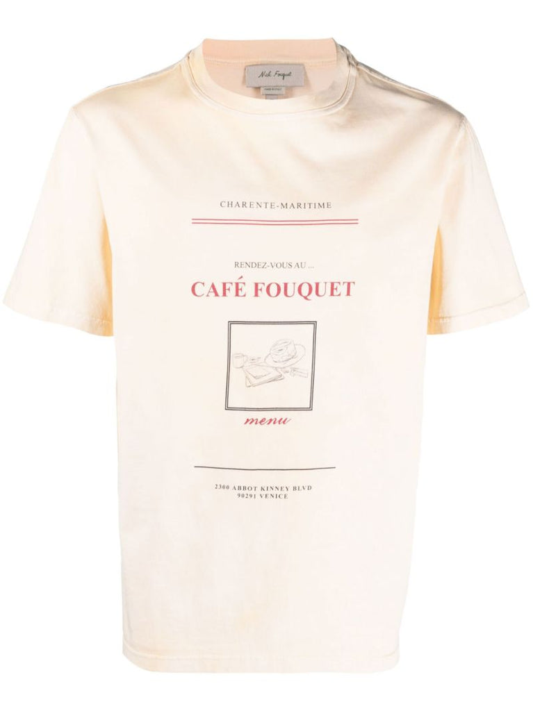 White Cotton Graphic Print T-shirt