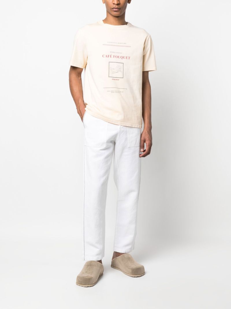 White Cotton Graphic Print T-shirt