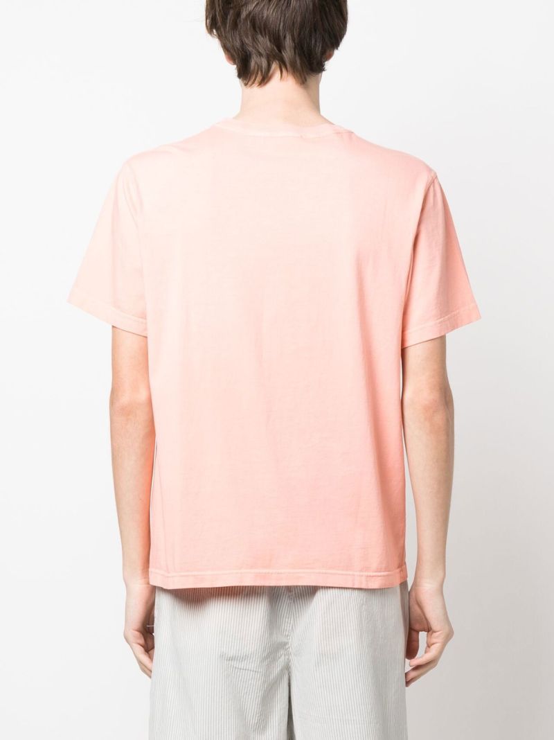 Orange Embroidered Cotton T-shirt