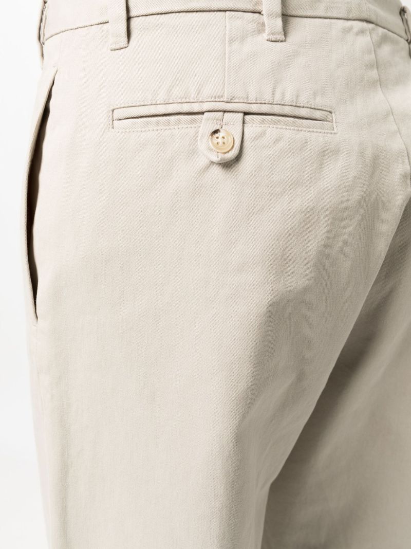 Beige Cotton Straight Trousers