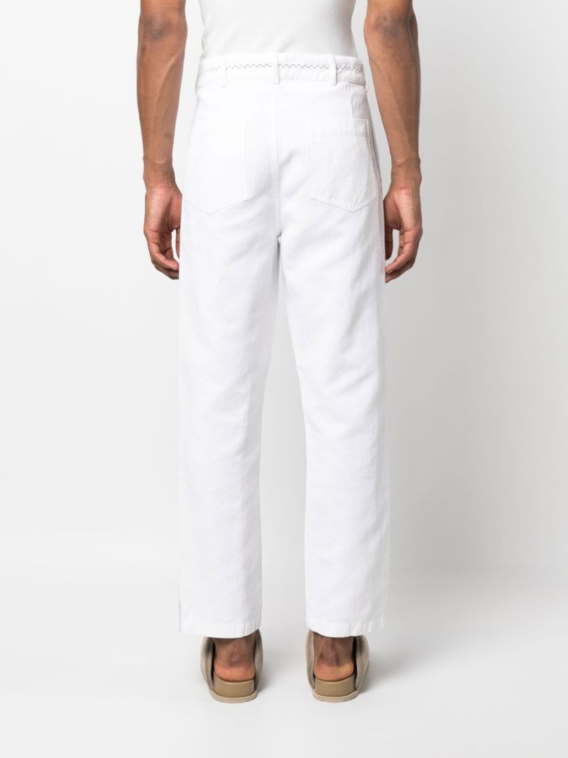 White Straight-leg Embroidered Trousers