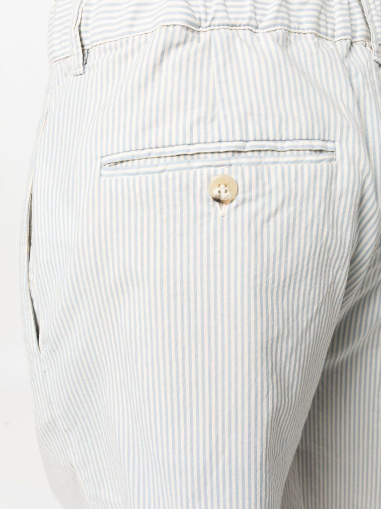 White Cotton Striped Shorts