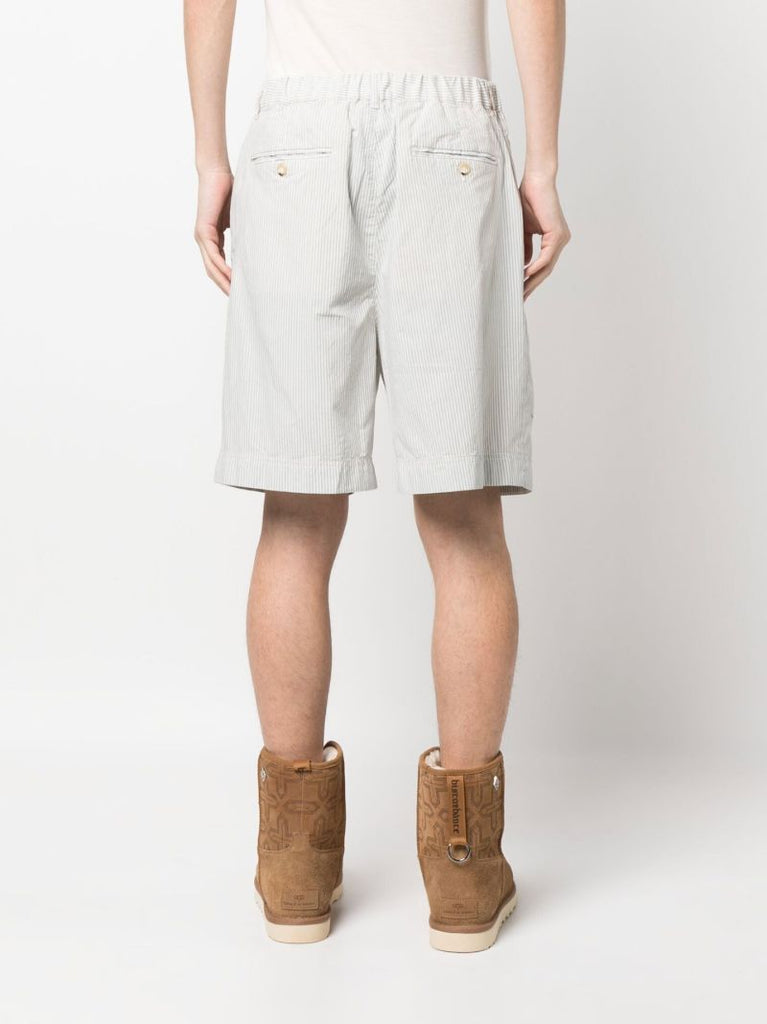 White Cotton Striped Shorts