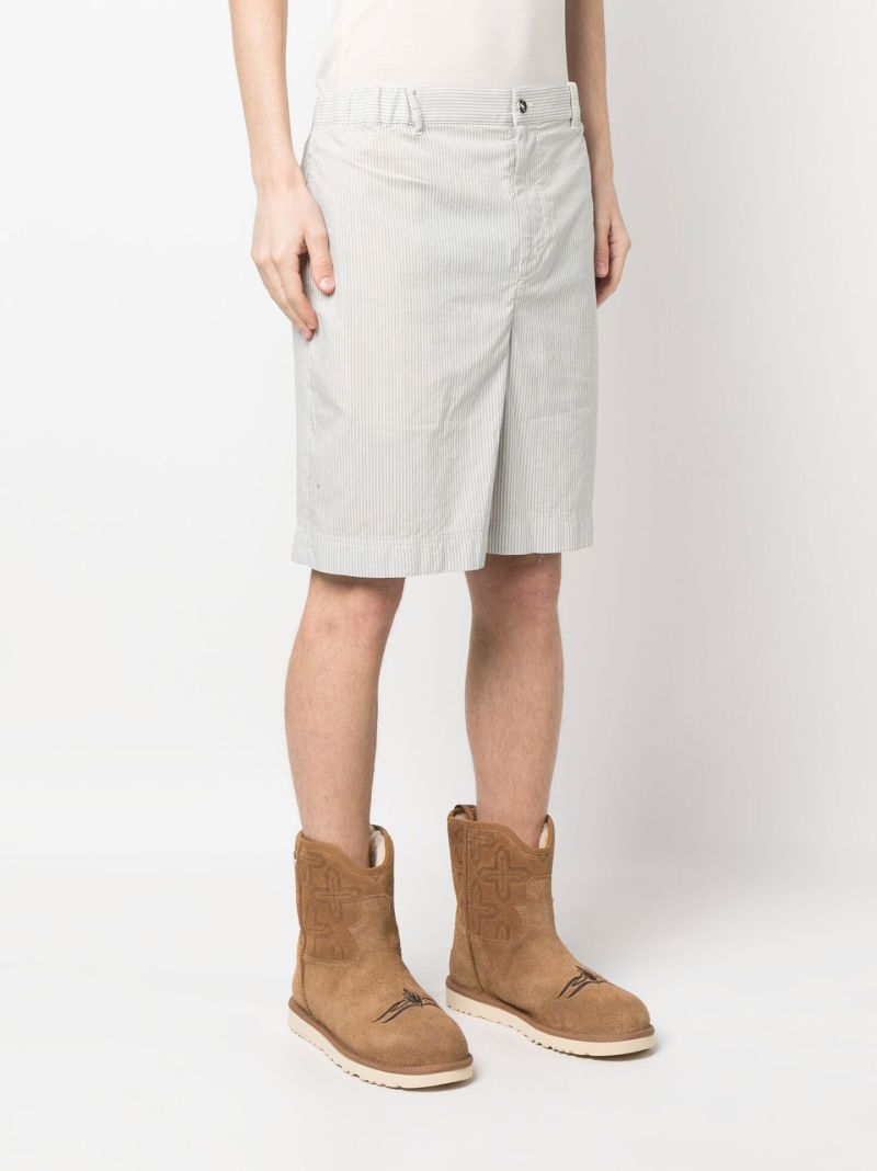 White Cotton Striped Shorts
