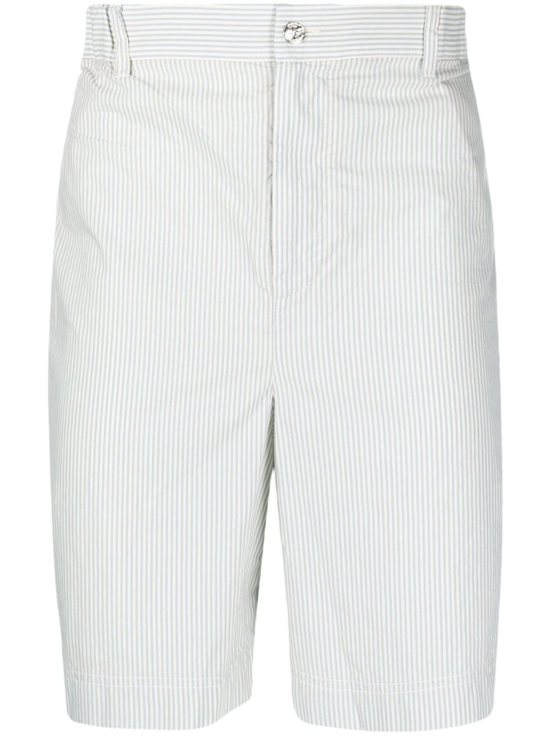White Cotton Striped Shorts