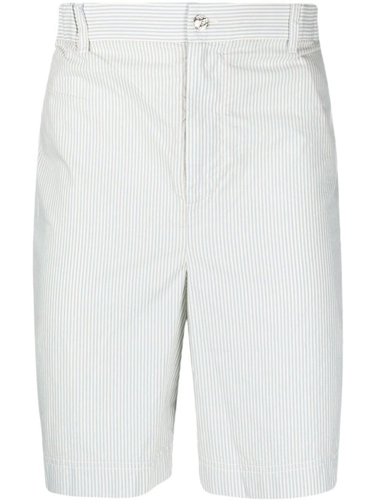 White Cotton Striped Shorts