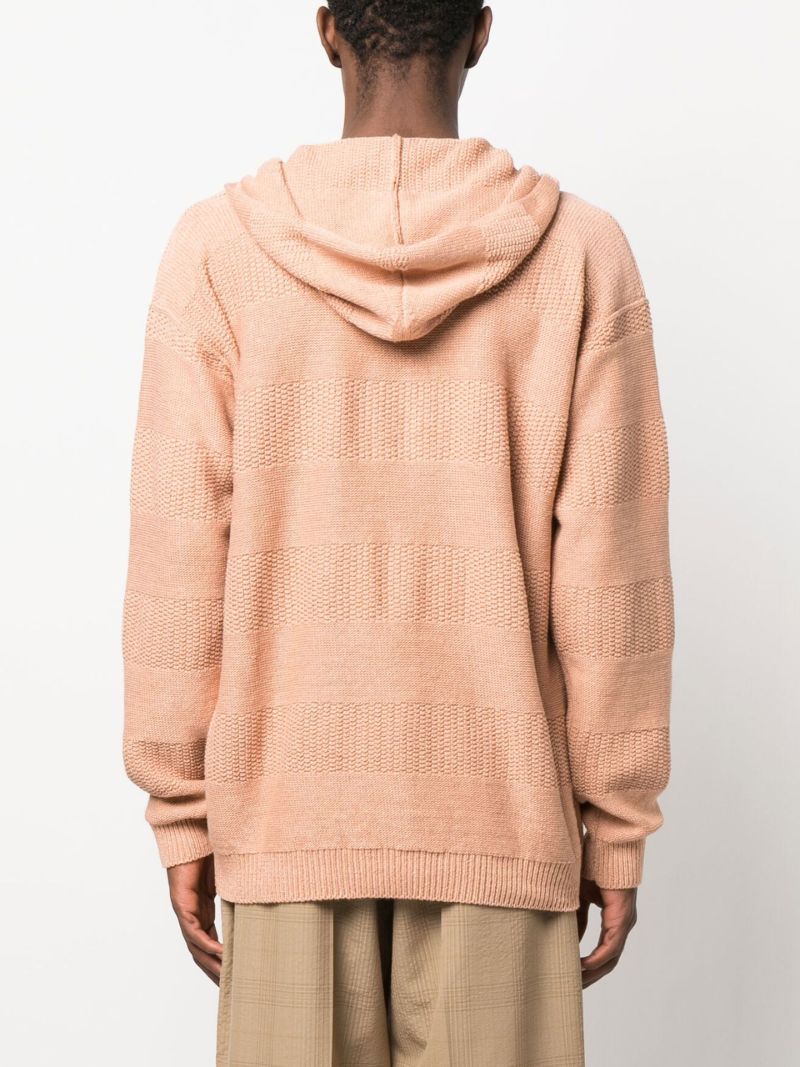 Pink Knitted Drawstring Hoodie