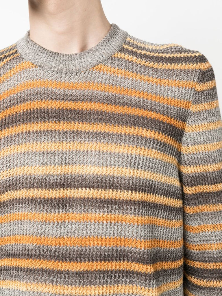 Grey Striped Crew Neck Sweater