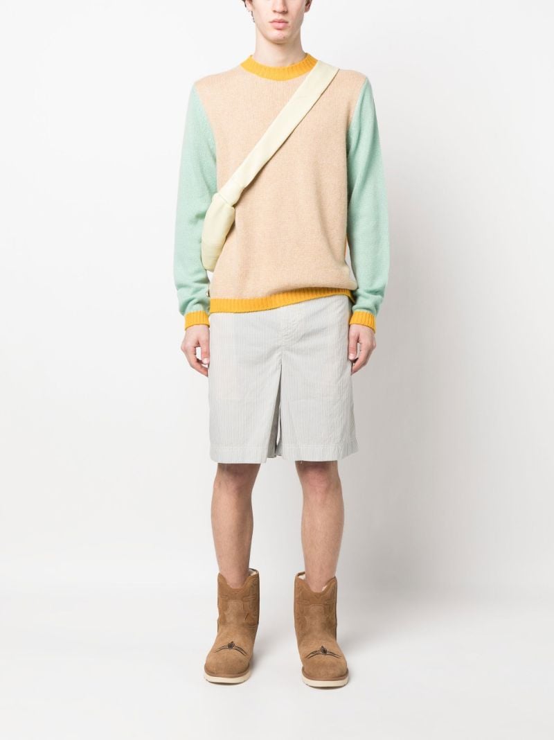 Neutral Colourblock Cashmere Swearer