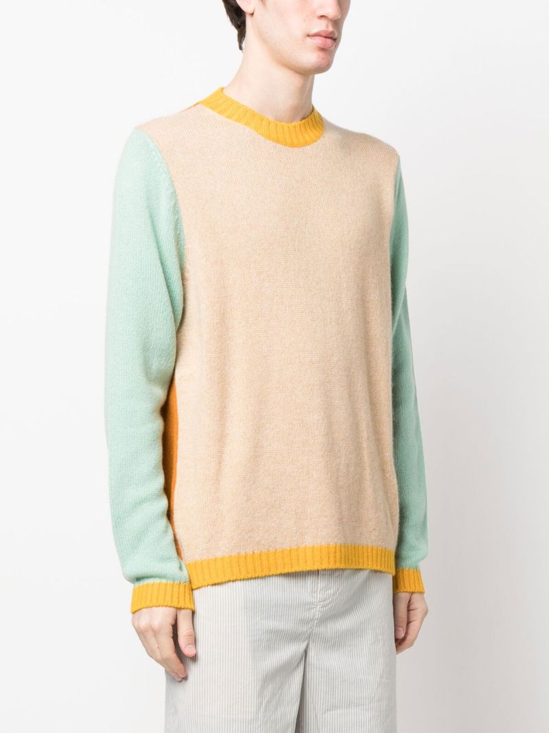 Neutral Colourblock Cashmere Swearer