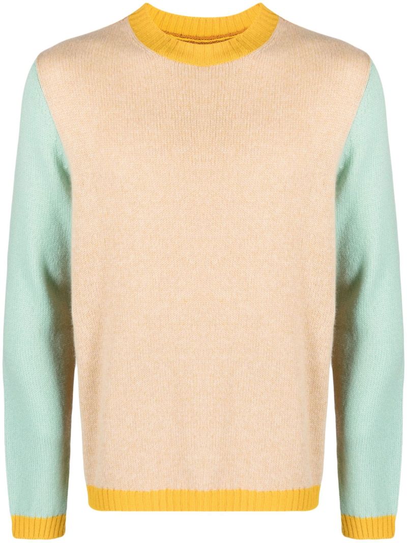 Neutral Colourblock Cashmere Swearer