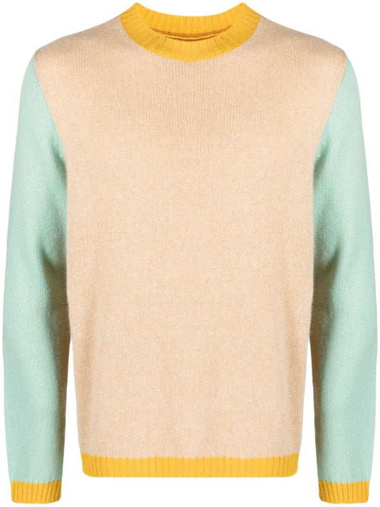 Neutral Colourblock Cashmere Swearer
