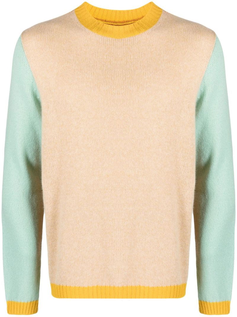 Neutral Colourblock Cashmere Swearer