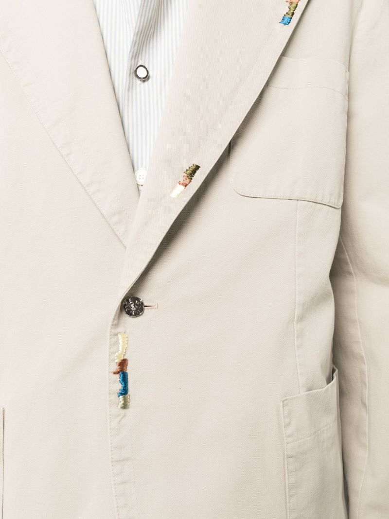 Beige Embroidered Single-breasted Blazer