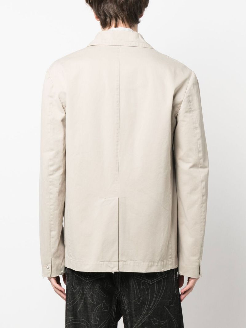 Beige Embroidered Single-breasted Blazer