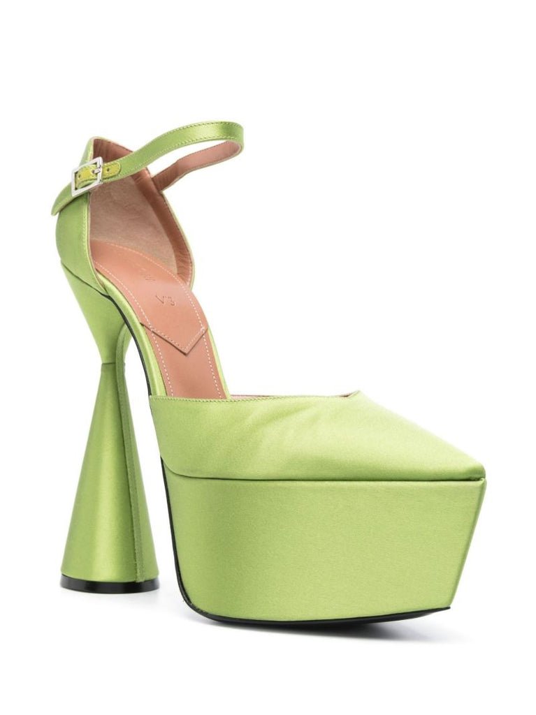 Green Reign 150 Platform Satin Pumps